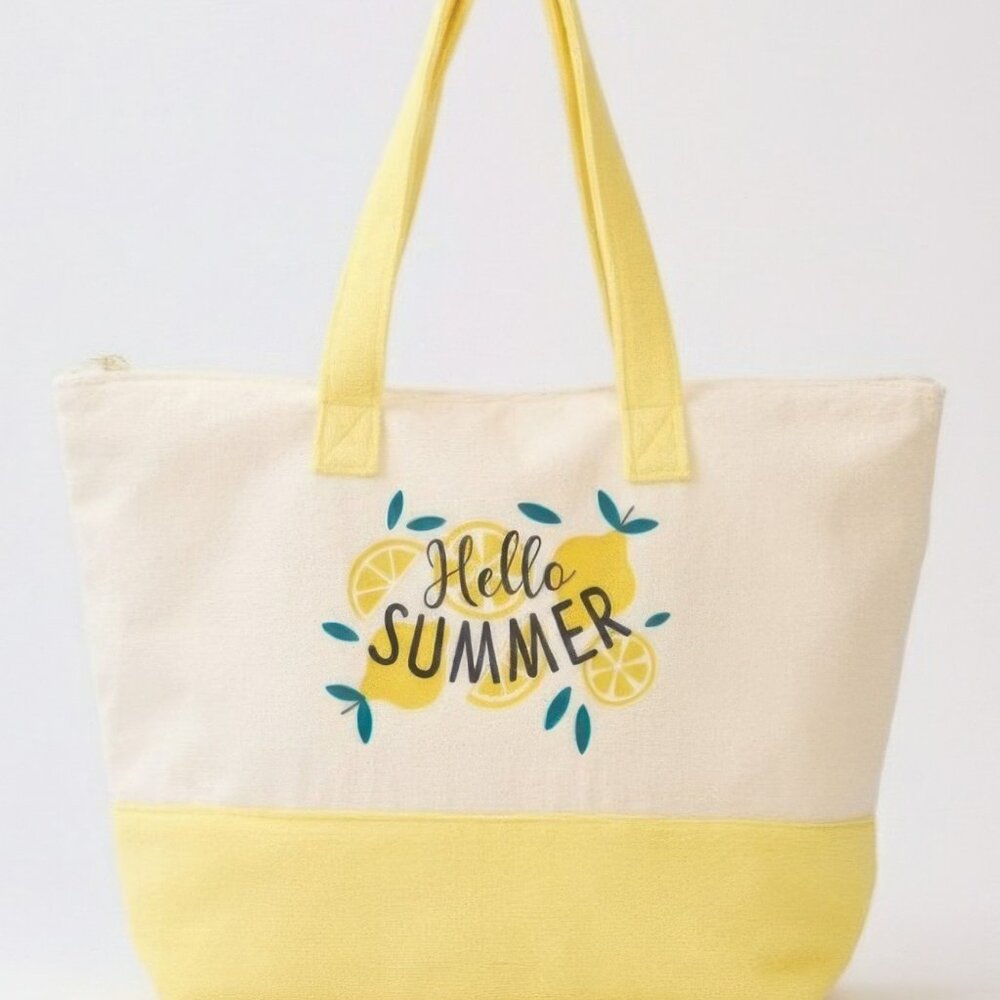 Hello Summer Terry Tote Bag for Women
